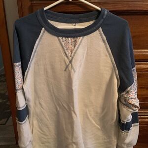 Blue and Cream Long Sleeve Shirt